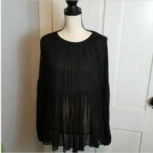 Zara Women’s Peasant Blouse Size Small Black Sheer